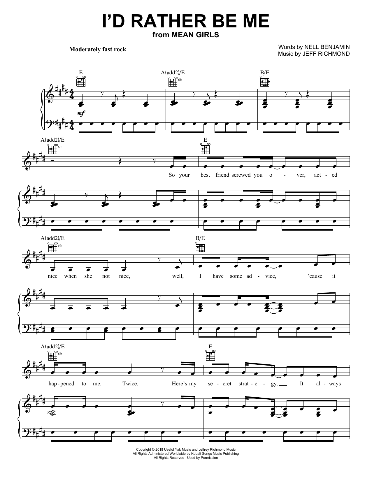 Produktbild zu: I'd Rather Be Me (from Mean Girls: The Broadway Musical)