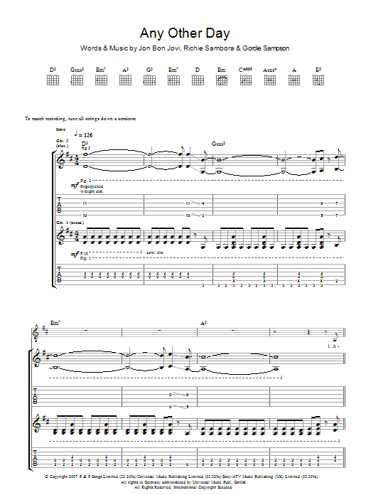 Produktgalerie: Seite 1 von 1 Any Other Day, Bon Jovi, Gitarre