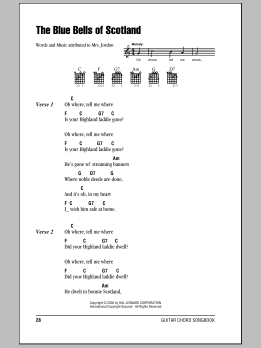 Produktgalerie: Seite 1 von 1 The Blue Bells Of Scotland, Mrs. Jordon, Gitarre