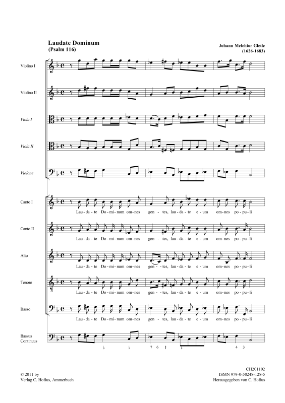 gallery: 3 Psalmen (Psalm 116: Laudate Dominum / Psalm 122: Laetatus sum / Psalm 147: Lauda Jerusalem), , (Gemischtes Ensemble 5 Vokalstimmen, Streicher/Bläser und BC)