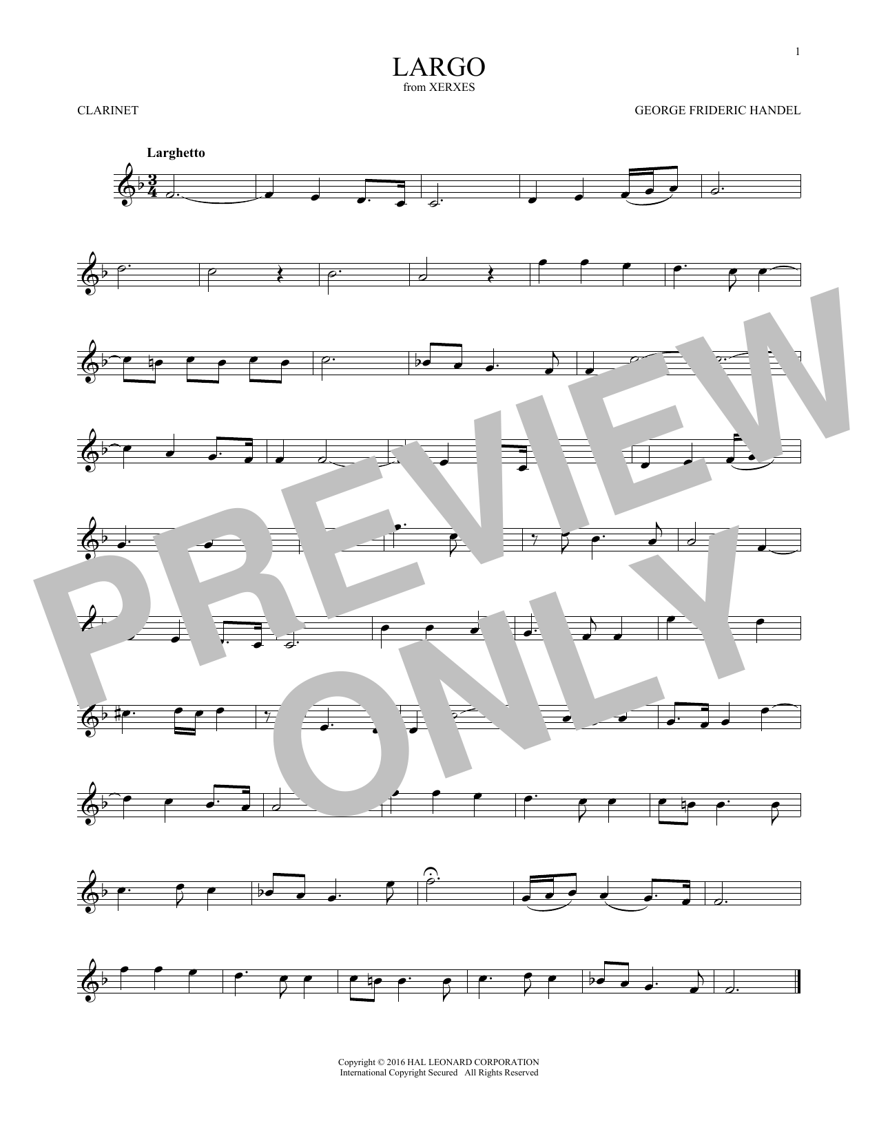 Product gallery: Page 1 of 1 Largo, George Frideric Handel