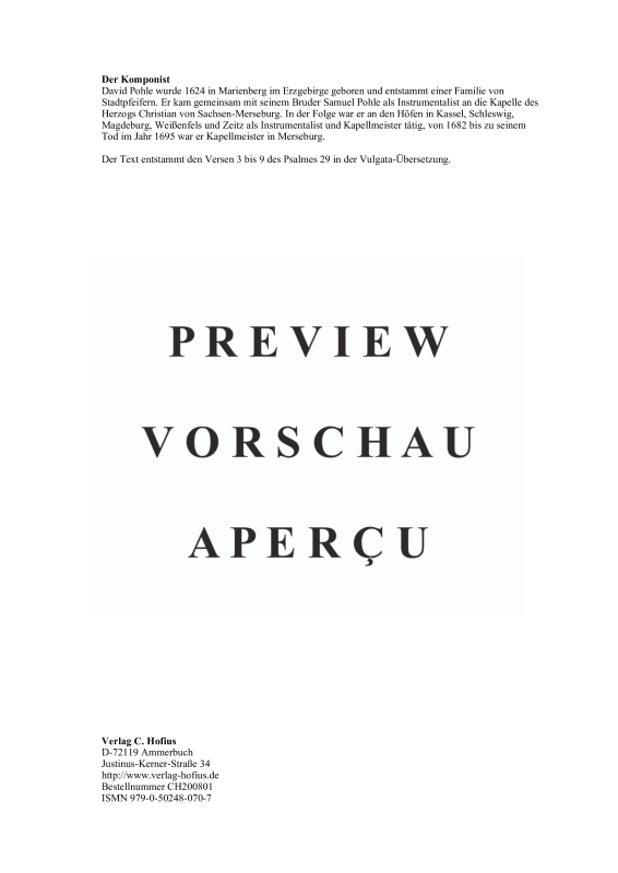 Produktgalerie: Seite 3 von 11 Vox Domini super aquas (Psalm 29), , Gemischtes Ensemble Bass, 2 Violinen und BC
