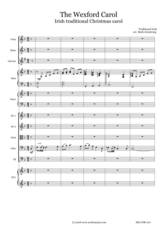 Produktgalerie: Seite 1 von 11 The Wexford Carol, , Frauenchor und kleines Orchester Partitur und Stimmen - Chorpartitur und Klavier opt.