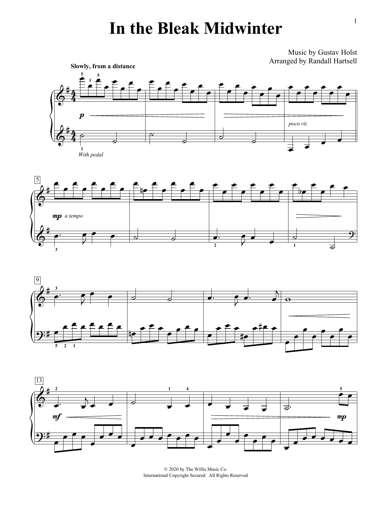 Product picture to: In The Bleak Midwinter (arr. Randall Hartsell)