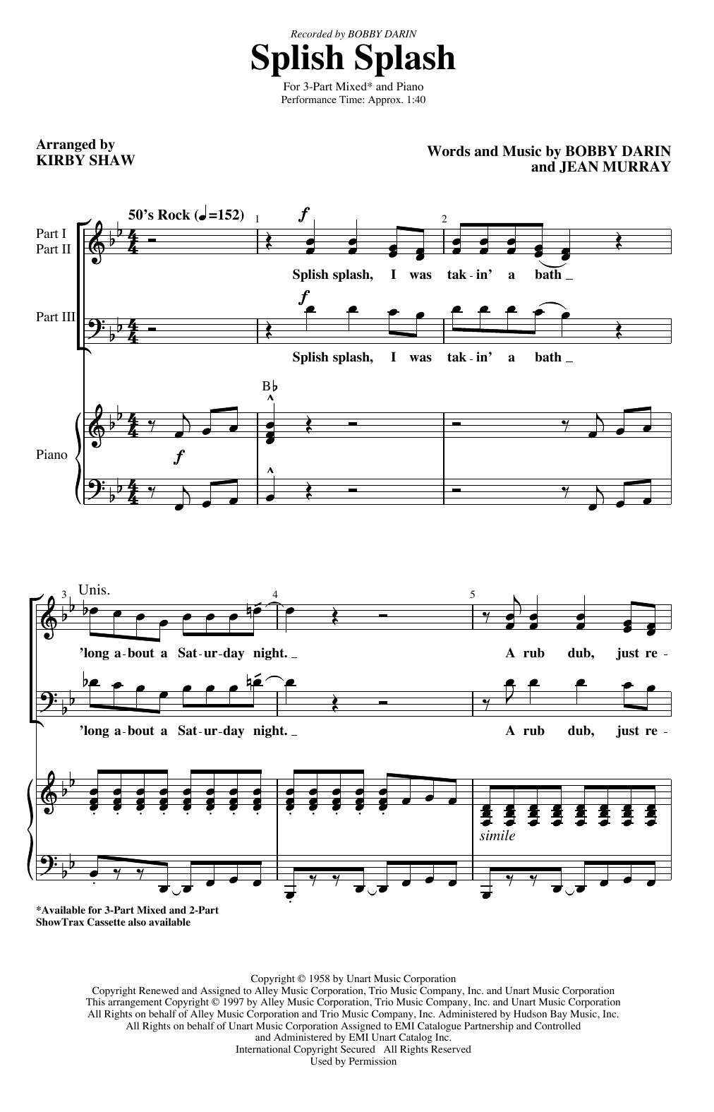 Produktgalerie: Seite 1 von 1 Splish Splash (arr. Kirby Shaw), Bobby Darin, Chor
