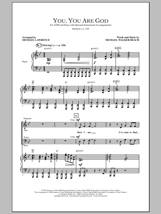 Produktgalerie: Seite 1 von 1 You, You Are God, Michael Lawrence, Chor