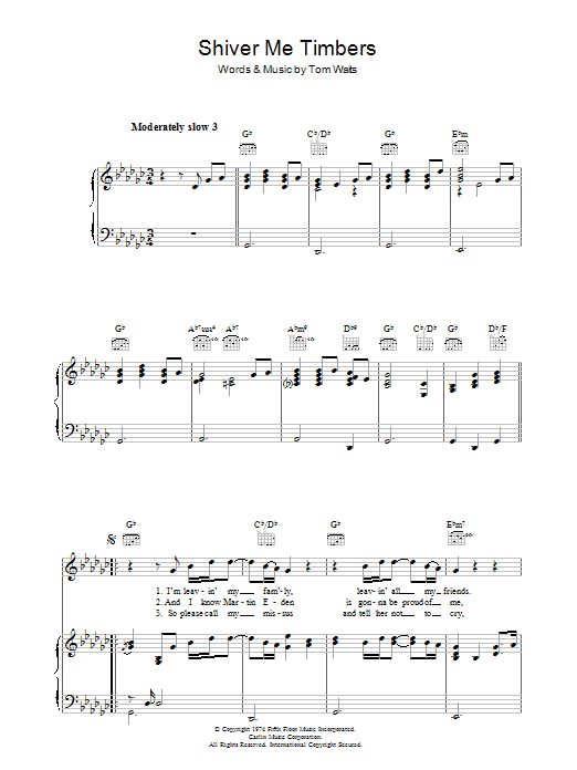 Produktgalerie: Seite 1 von 1 Shiver Me Timbers, Tom Waits, Gesang, Gitarre, Klavier