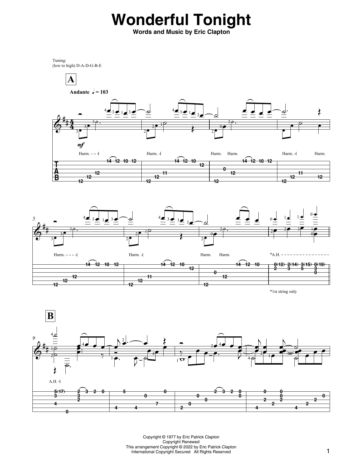 Product picture to: Wonderful Tonight (arr. David Jaggs)