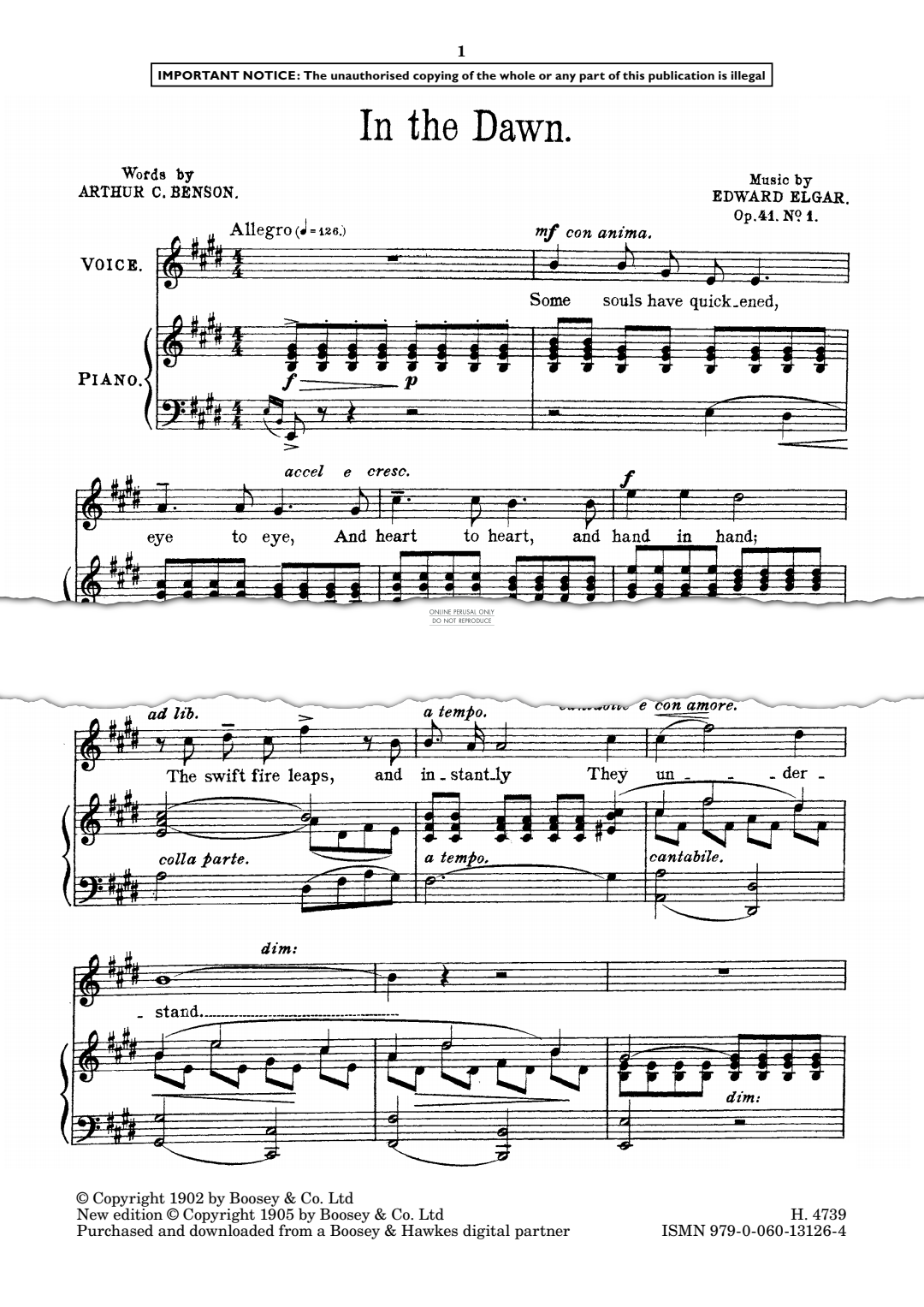 Produktgalerie: Seite 1 von 1 In The Dawn, Edward Elgar, Gesang, Klavier