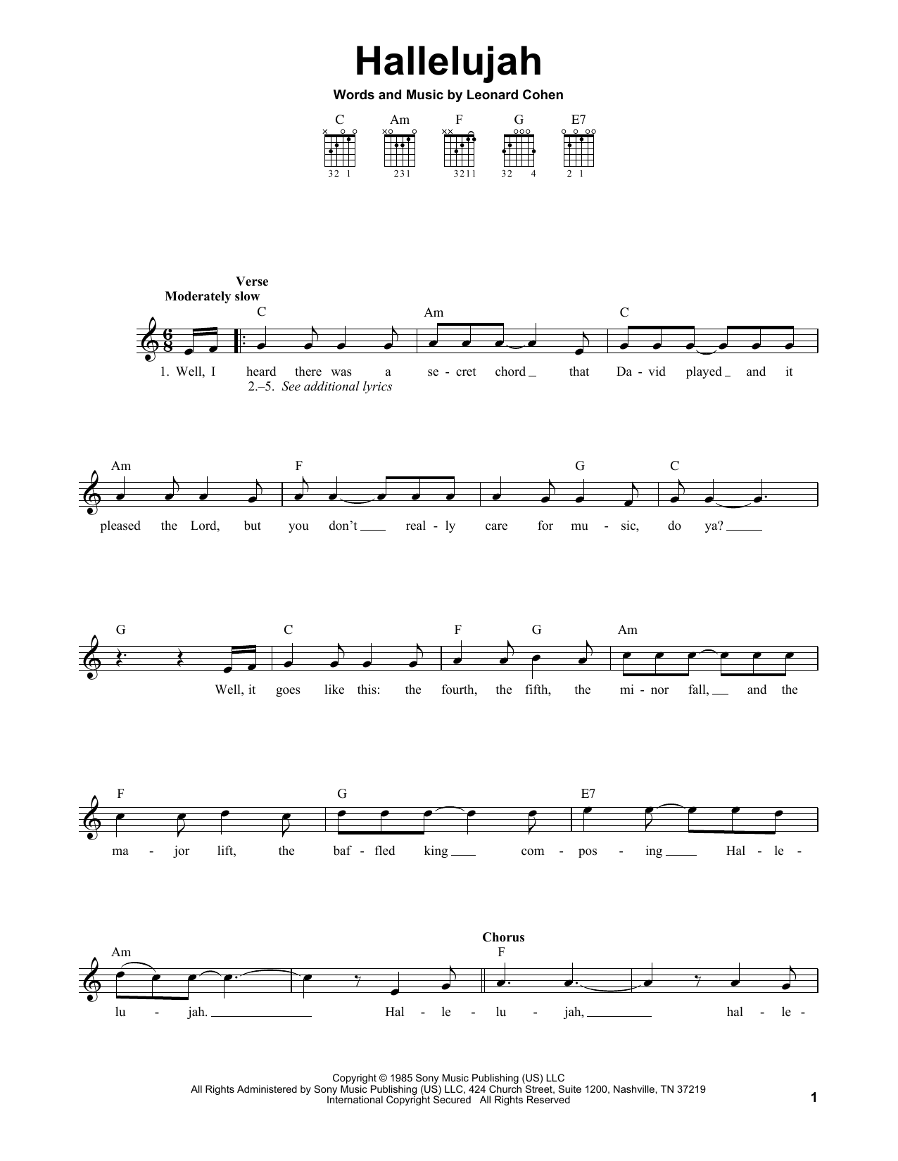 Product gallery: Page 1 of 1 Hallelujah, Leonard Cohen