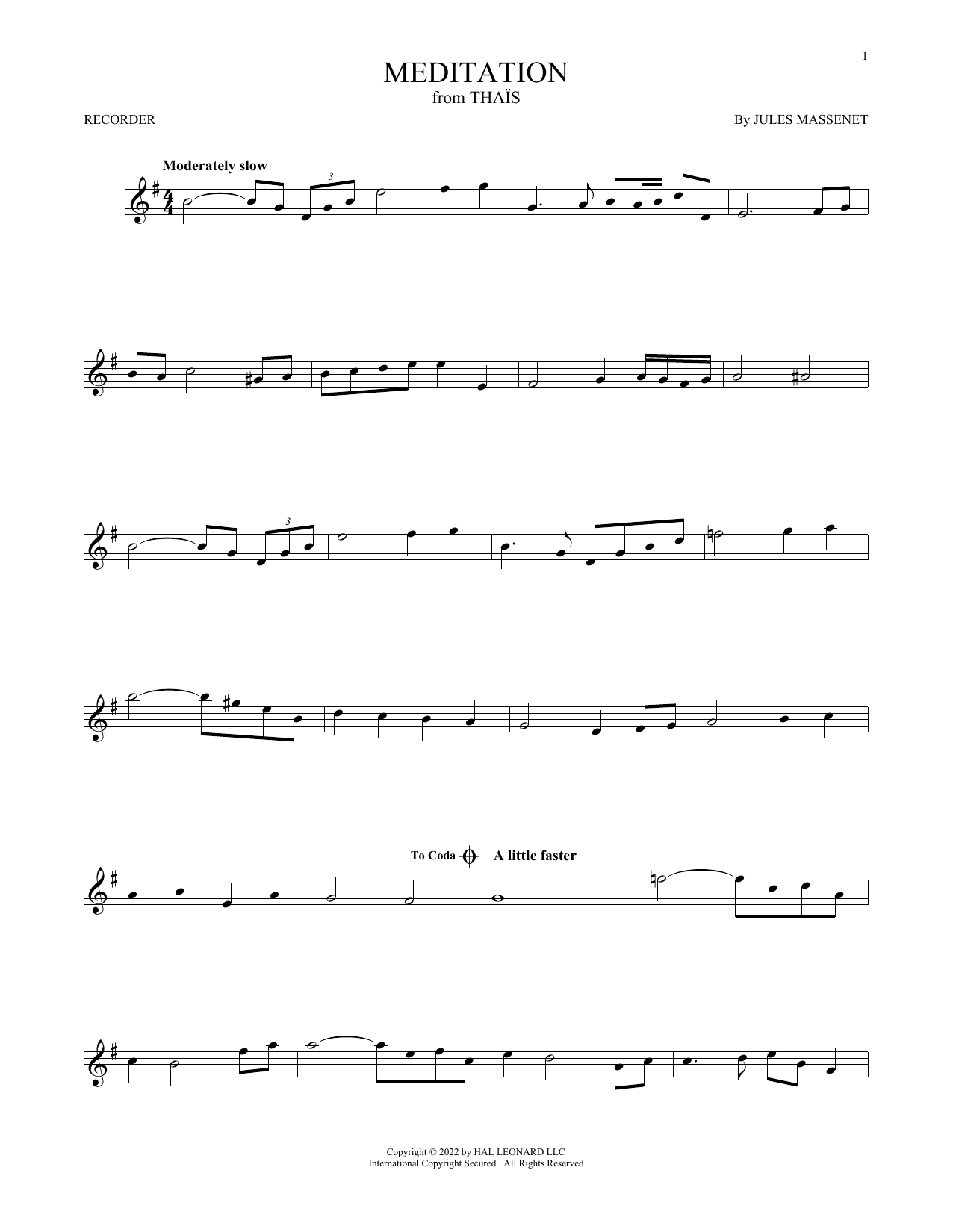 Product gallery: Page 1 of 1 Meditation, Jules Massenet