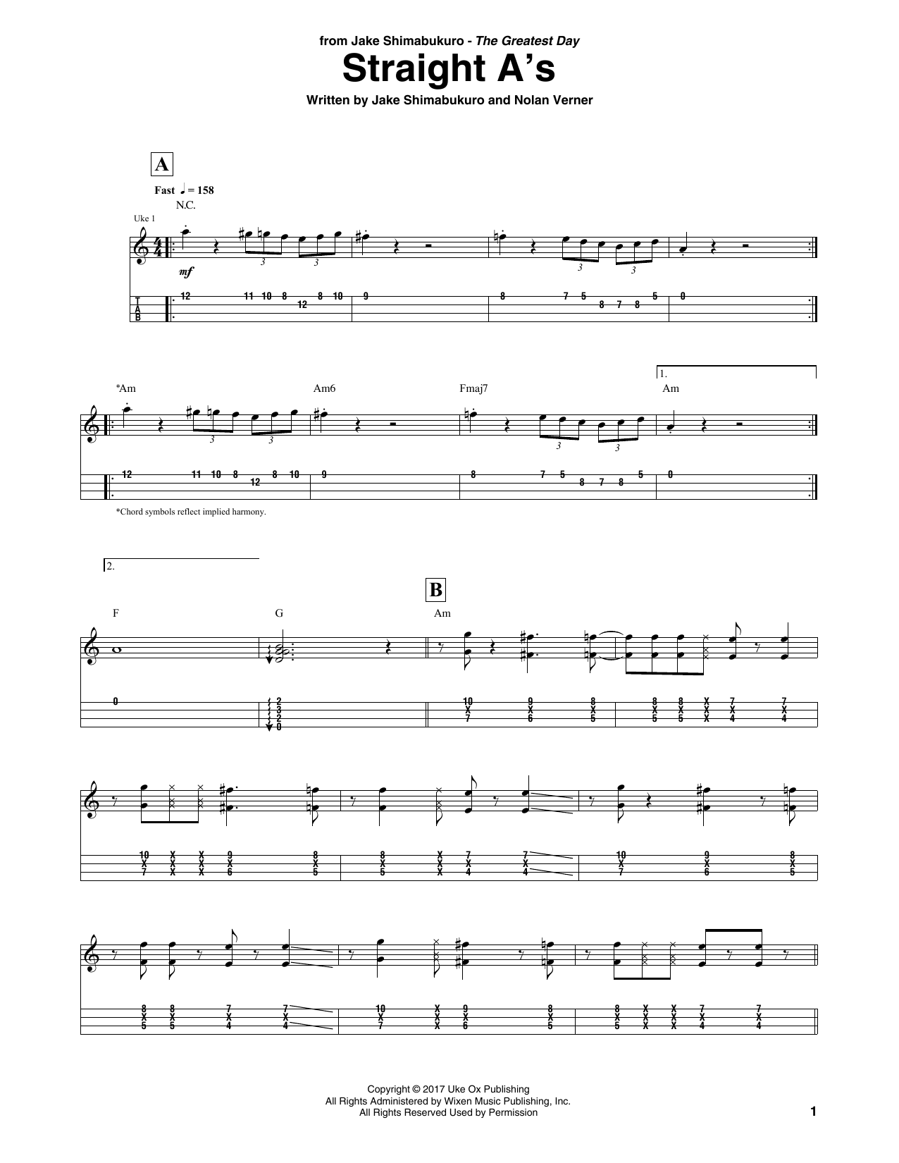 Product gallery: Page 1 of 1 Straight A's, Jake Shimabukuro