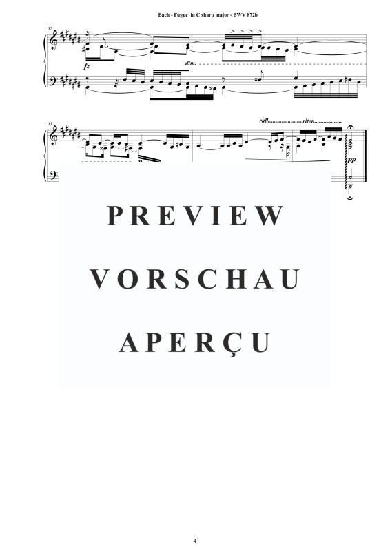 Produktgalerie: Seite 5 von 5 Fuge in Cis-Dur BWV 872b - Piano Version, , Klavier Solo