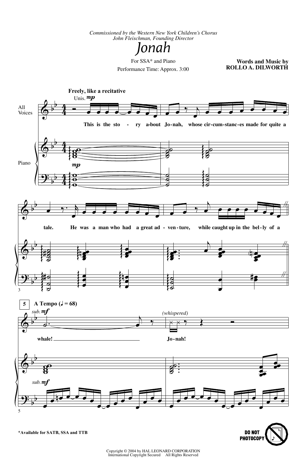 Produktgalerie: Seite 1 von 1 Jonah, Rollo Dilworth, Chor
