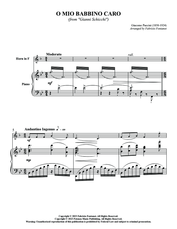Produktgalerie: Seite 1 von 9 O Mio Babbino Caro, , (Horn in F und Klavier)