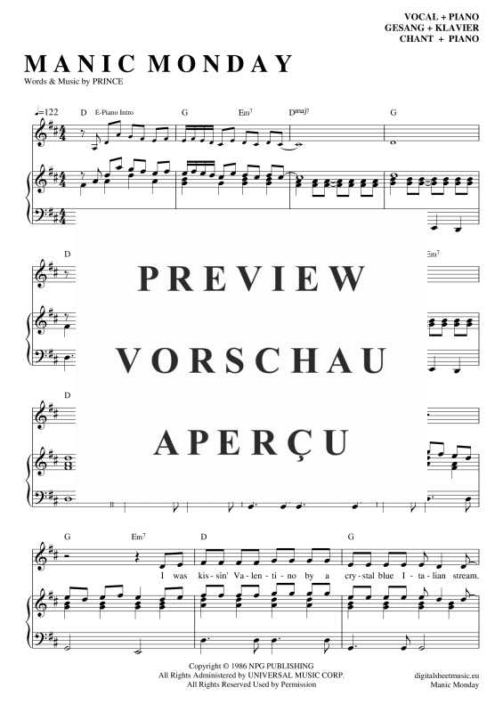 gallery: Manic Monday , Bangles, Piano and Voice