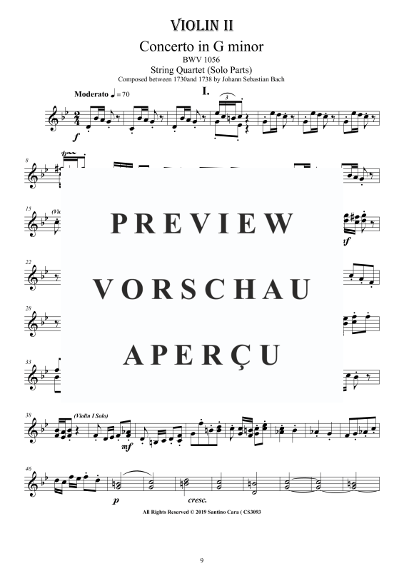 Product gallery: Page 10 of 11 Concerto in G-Moll BWV 1056, , String Quartet - Individual Parts