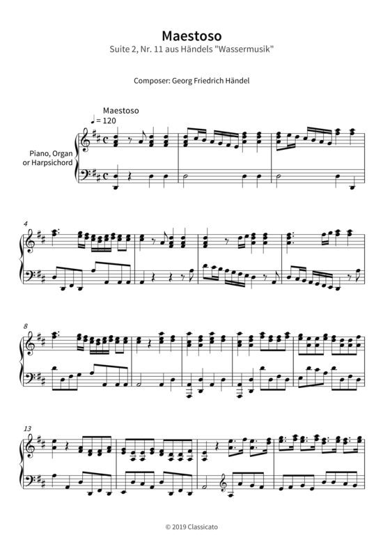 gallery: Maestoso - Suite 2, Nr. 11 aus Händels Wassermusik , , (Klavier Solo)