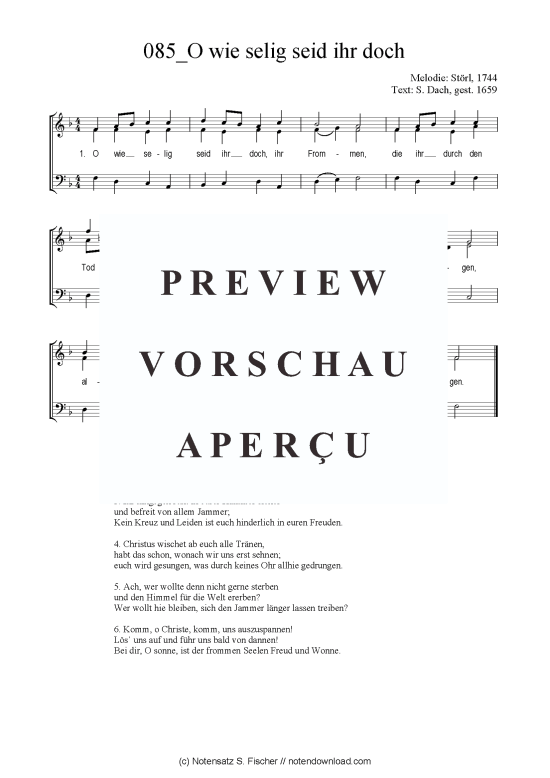 Produktbild zu: O wie selig seid ihr doch Störl, 1744 / S. Dach, gest. 1659