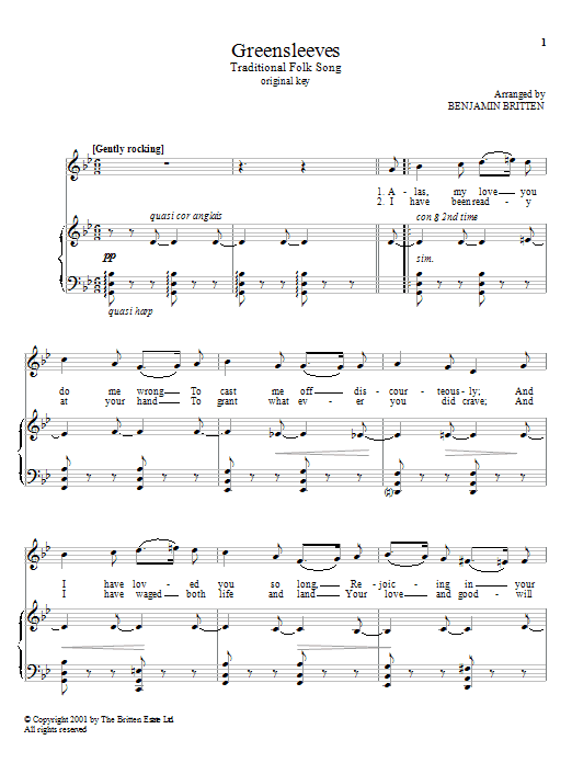 Produktgalerie: Seite 1 von 1 Greensleeves, Benjamin Britten, Gesang, Klavier