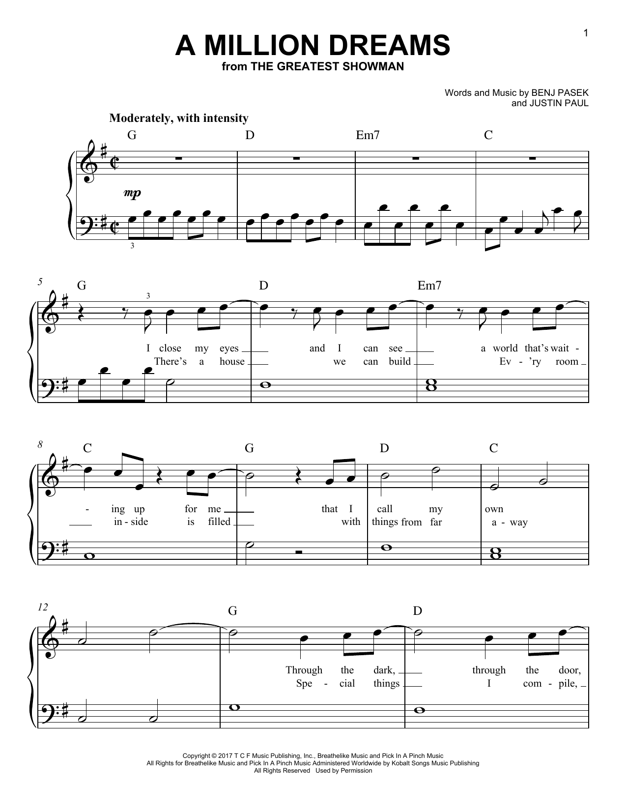 Produktgalerie: Seite 1 von 1 A Million Dreams (from The Greatest Showman), Pasek & Paul, Klavier