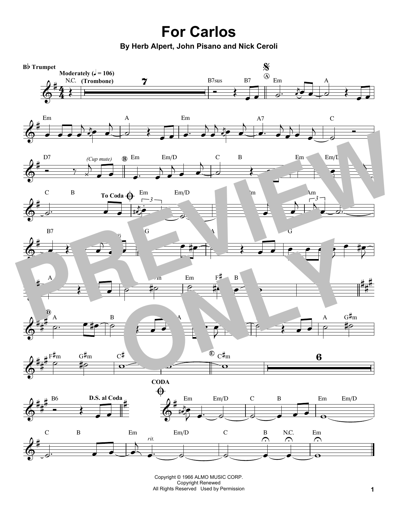 Produktgalerie: Seite 1 von 1 For Carlos, Herb Alpert, Trompete