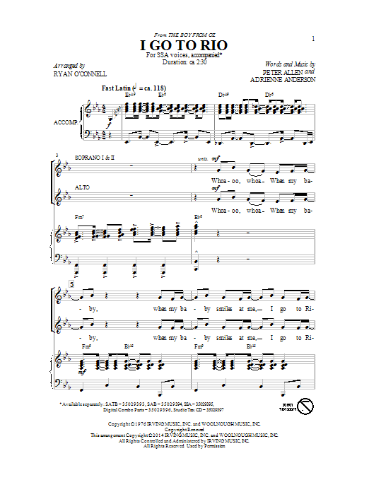 Product gallery: Page 1 of 1 I Go To Rio (from The Boy From Oz) (arr. Ryan O'Connell), Peter Allen