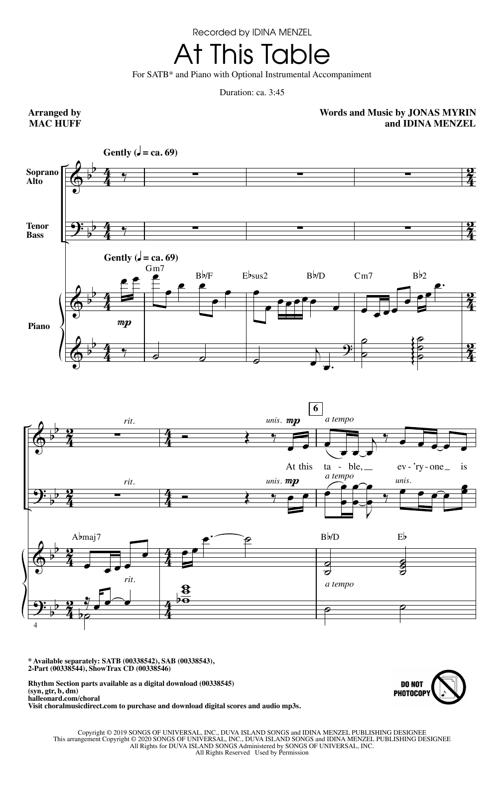 Produktgalerie: Seite 1 von 1 At This Table (arr. Mac Huff), Idina Menzel, Chor