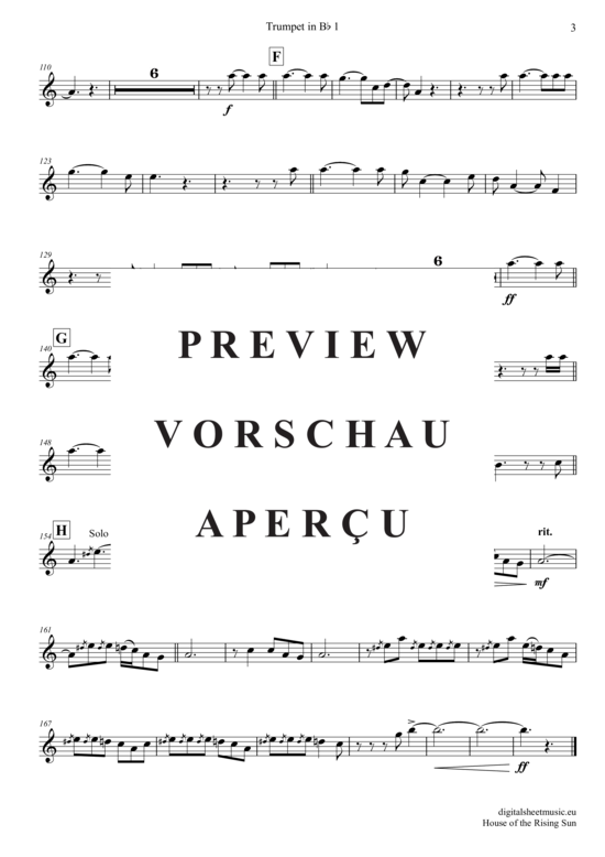Produktgalerie: Seite 13 von 21 The House Of The Rising Sun , Animals, The, (Trompeten Trio + Klavier)