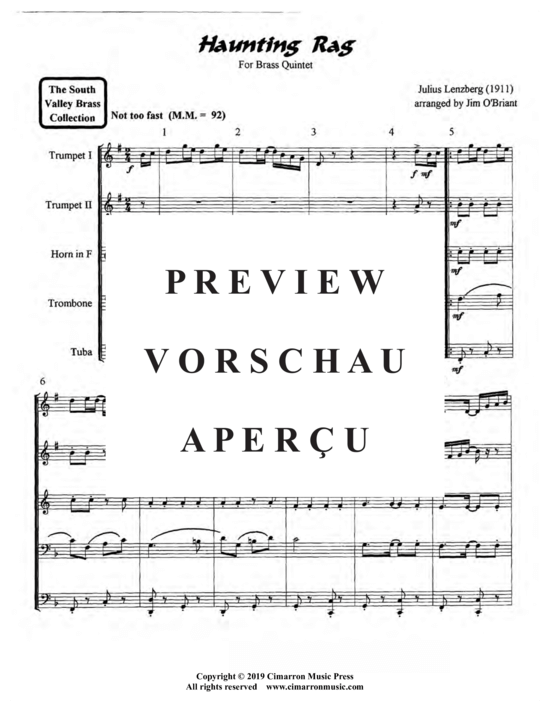 Produktgalerie: Seite 5 von 21 Haunting Rag , , (Blechbläser Quintett)