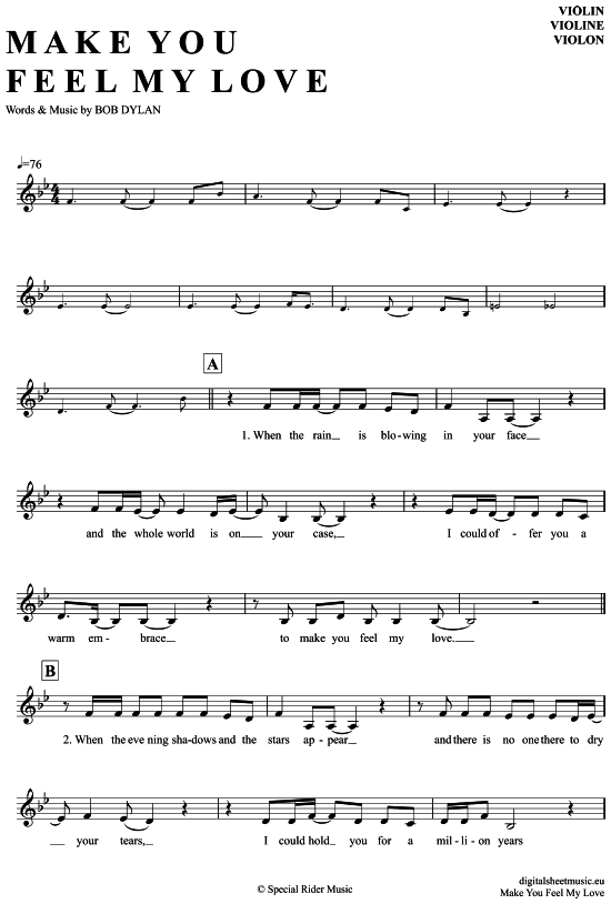 Product gallery: Page 1 of 4 Make you feel my love , Adele, (violin)