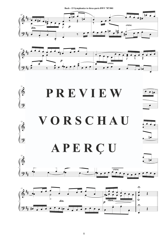 Produktgalerie: Seite 9 von 11 15 Symphonien zu drei Stimmen, , Klavier Solo - aus dem Klavierbüchlein von Wilhelm Friedemann Bach