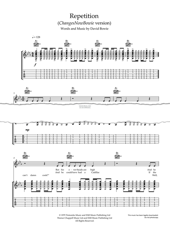 Produktgalerie: Seite 1 von 1 Repetition, David Bowie, Gesang, Gitarre