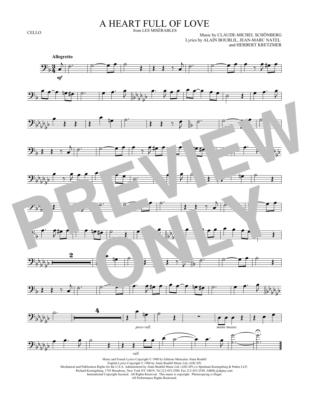 Produktgalerie: Seite 1 von 1 A Heart Full Of Love, Claude-Michel Schönberg, Violoncello