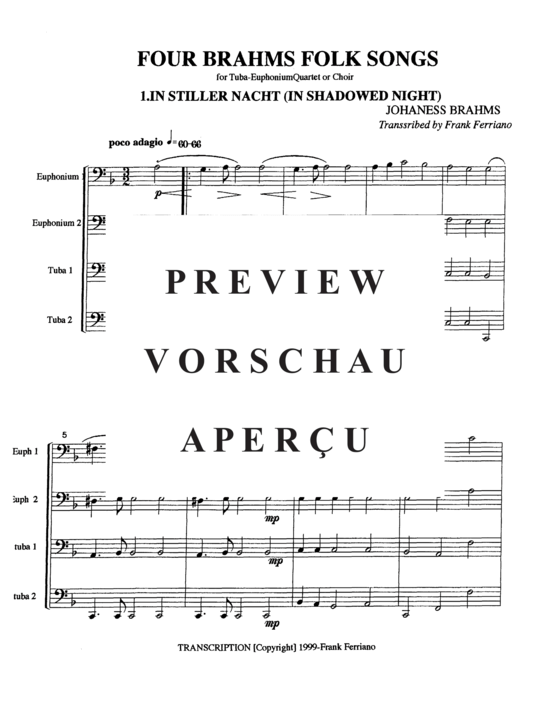 Product gallery: Page 3 of 21 Four Brahms Folk Songs , , (Tuba Quartett EETT)