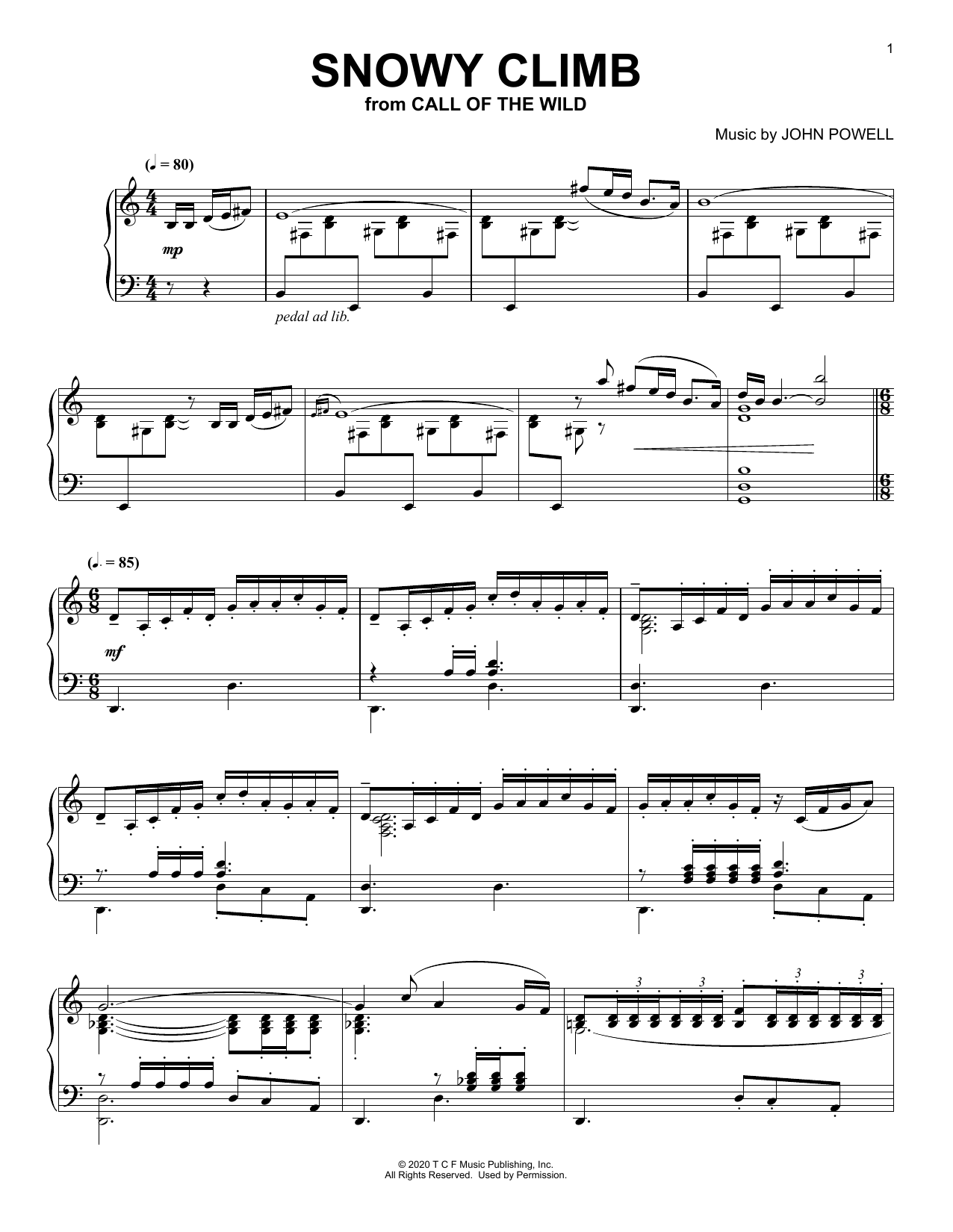 Product picture to: Snowy Climb (from The Call Of The Wild) (arr. Batu Sener)