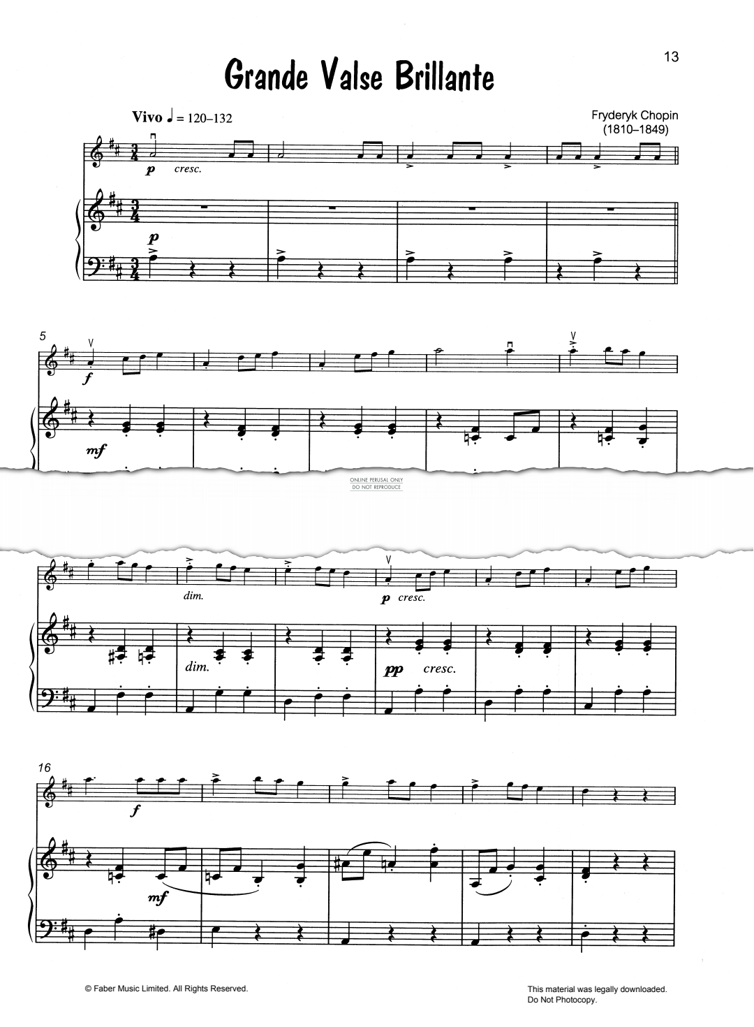 Produktgalerie: Seite 1 von 1 Grand Valse Brilliante/Waltz from Sleeping Beauty, Frederic Chopin, Klavier, Violine