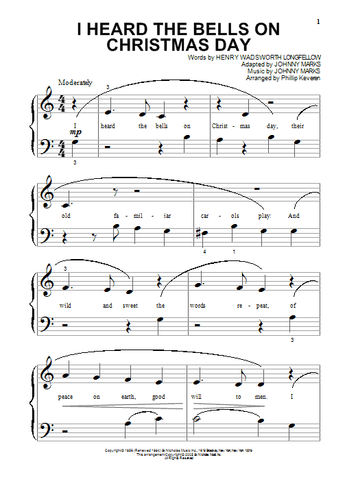 Produktgalerie: Seite 1 von 1 I Heard The Bells On Christmas Day (arr. Phillip Keveren), Henry Wadsworth Longfellow, Klavier