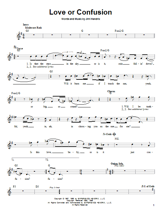 Produktgalerie: Seite 1 von 1 Love Or Confusion, Jimi Hendrix, Gitarre