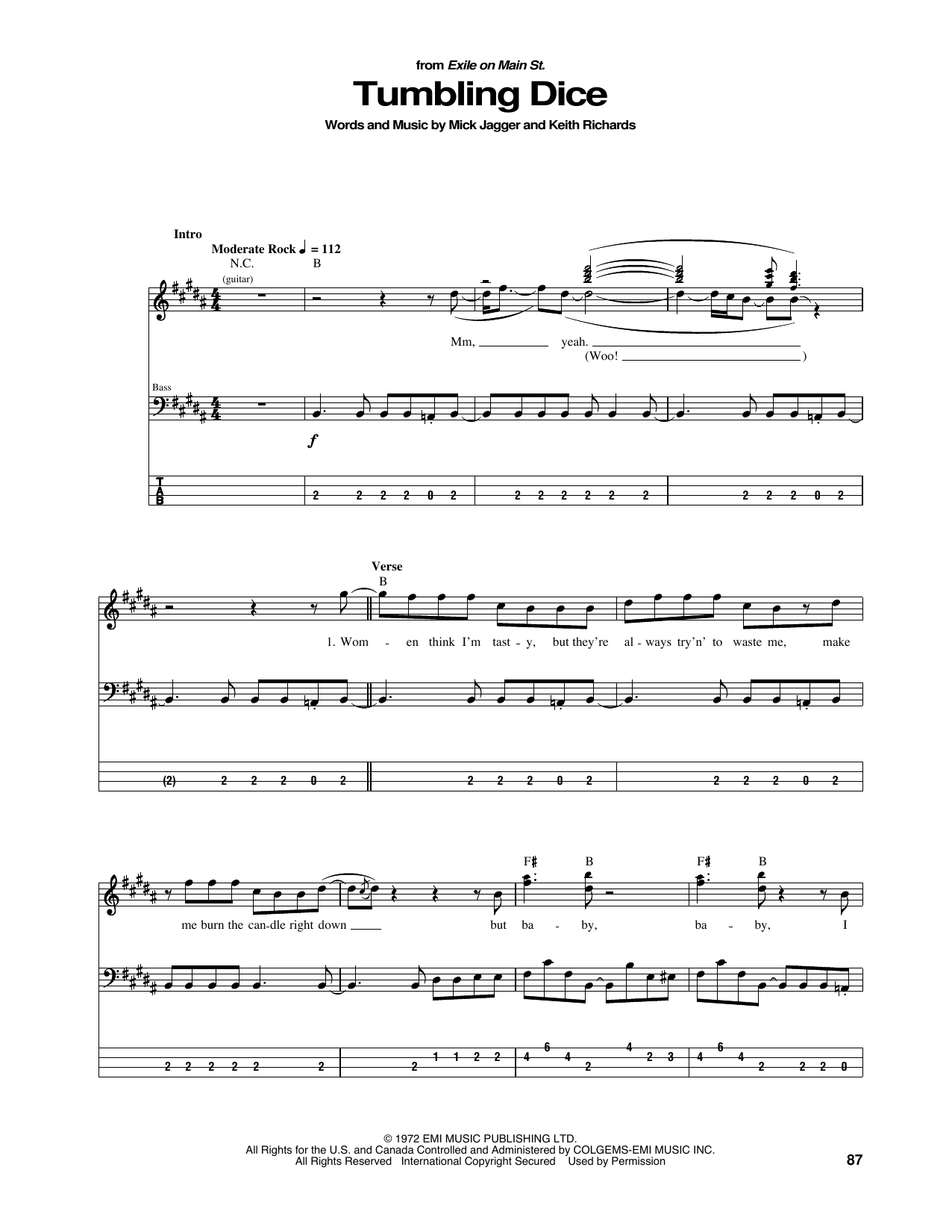 Produktgalerie: Seite 1 von 1 Tumbling Dice, The Rolling Stones, E-Bass
