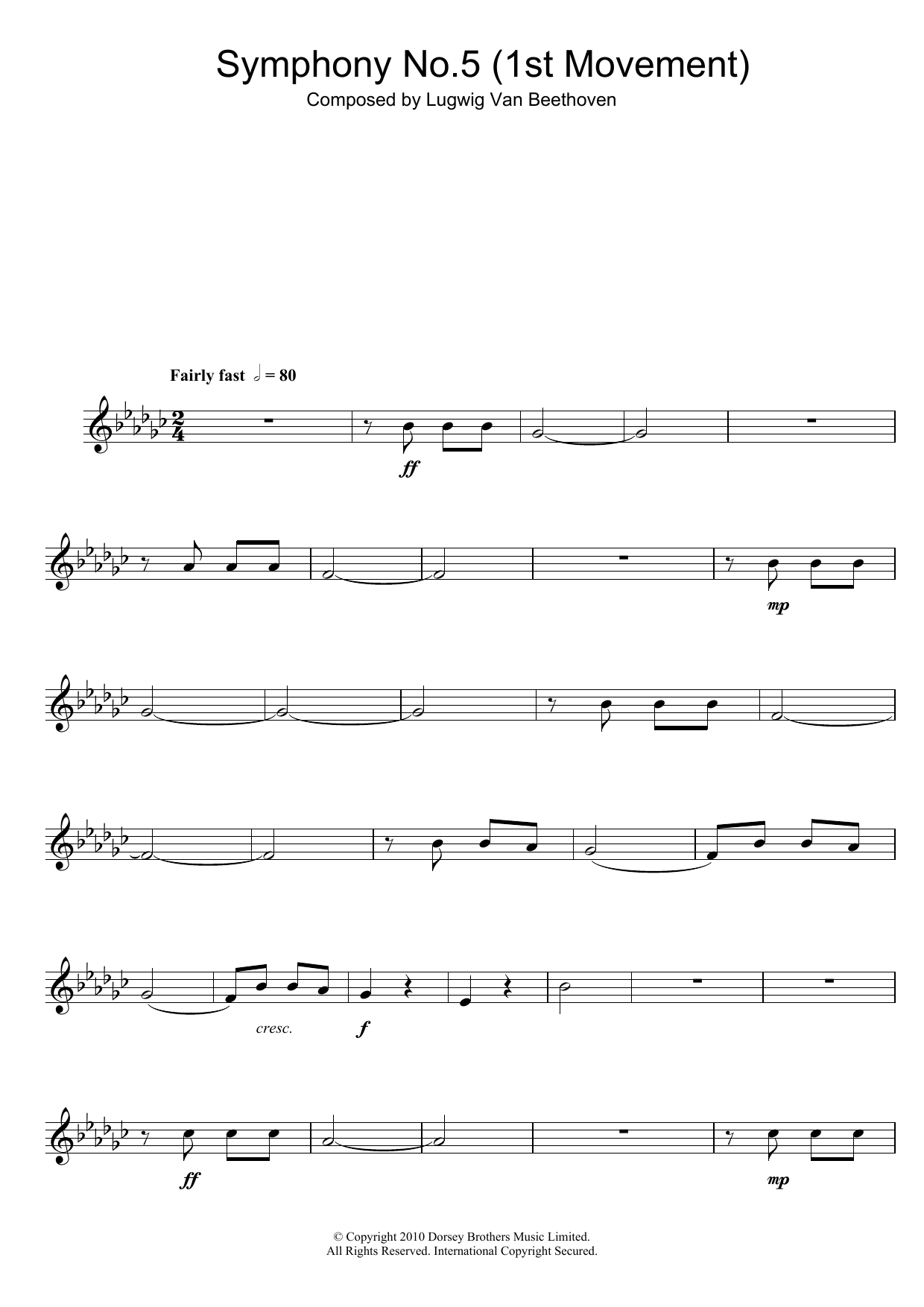 Product gallery: Page 1 of 1 Theme From Symphony No. 5, Op. 67 (1st Movement), Ludwig Van Beethoven