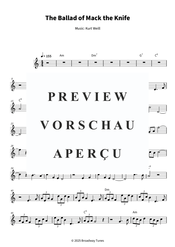 Product gallery: Page 5 of 6 The Ballad of Mack the Knife, , (Trumpet in Bb solo and chords - Leadsheet)