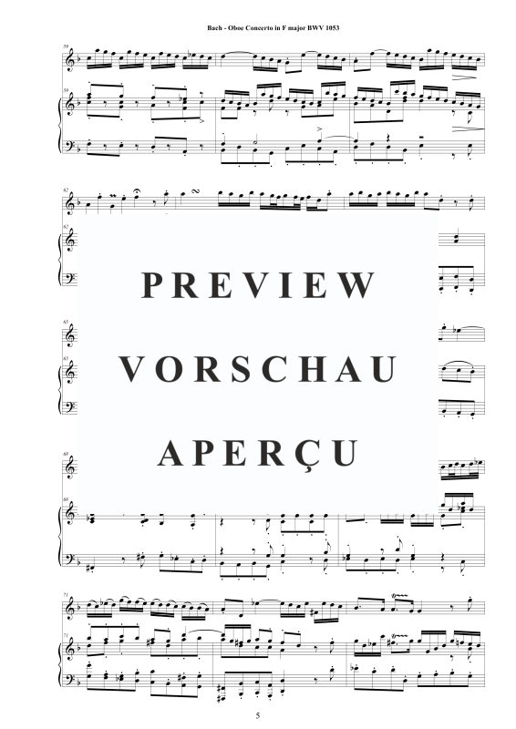 Produktgalerie: Seite 6 von 11 Oboen Konzert in F-Dur BWV 1053, , Oboe und Klavier