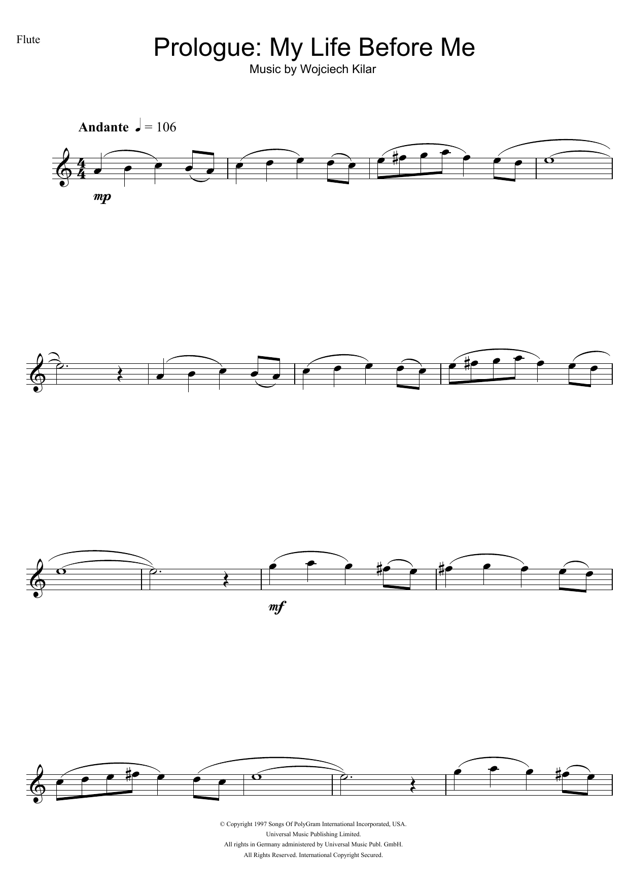 Product gallery: Page 1 of 1 Prologue: My Life Before Me (from The Portrait Of A Lady), Wojciech Kilar