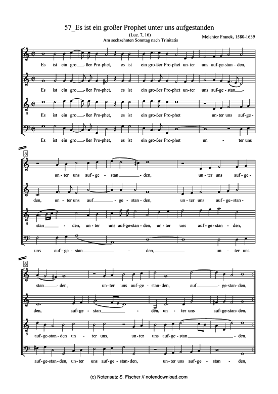 Product picture to: Es ist ein großer Prophet unter uns aufgestanden Melchior Franck (1580-1639)