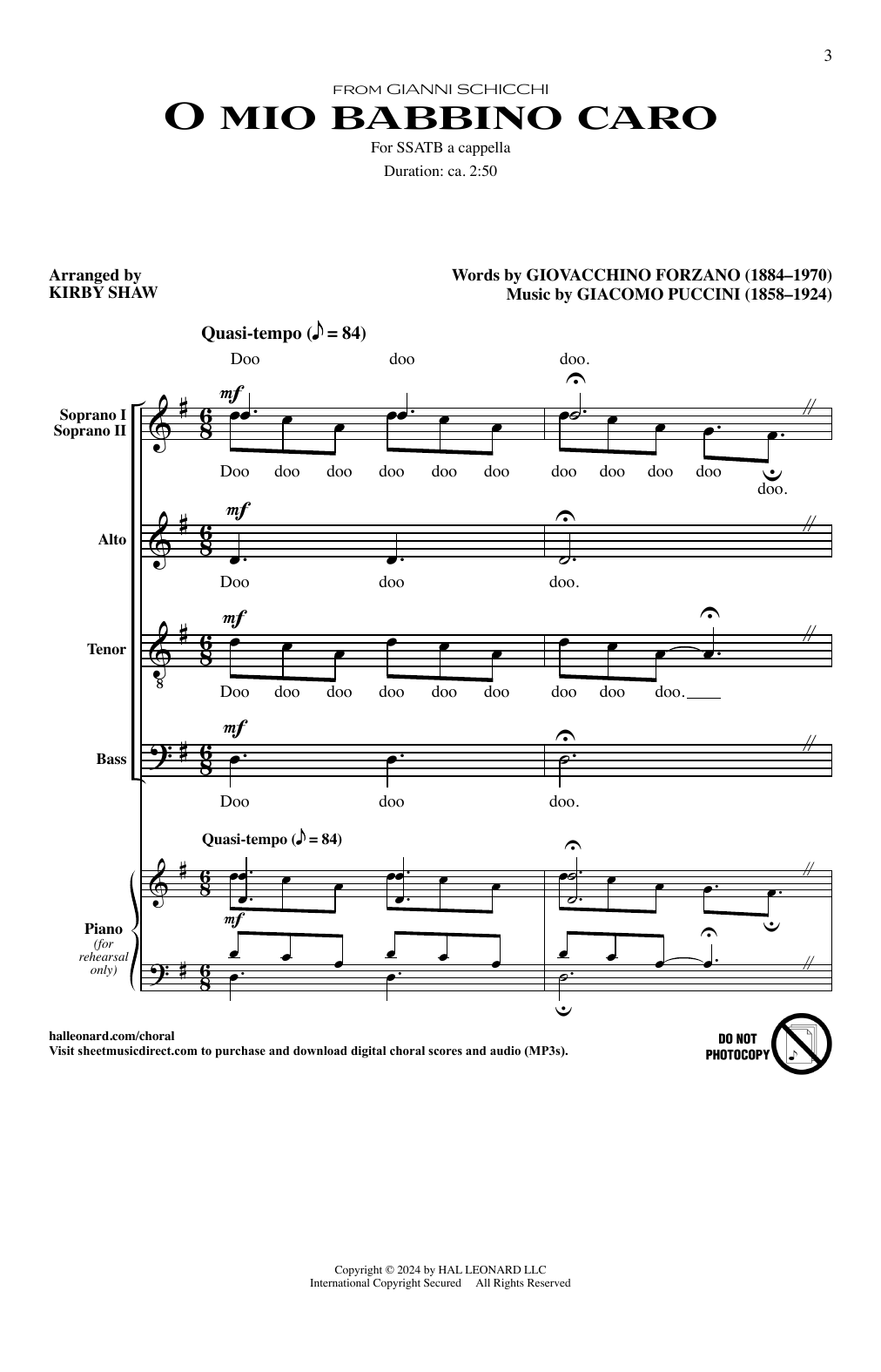 Produktbild zu: O Mio Babbino Caro (arr. Kirby Shaw)