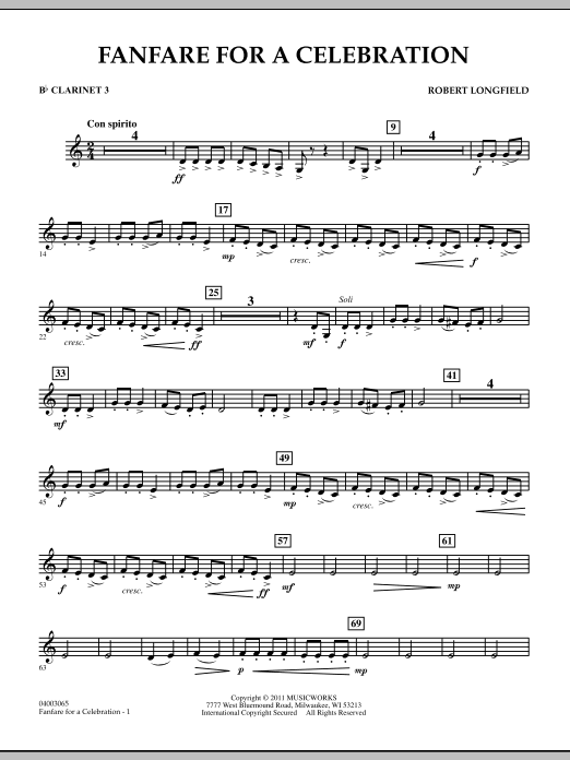 Produktgalerie: Seite 1 von 1 Fanfare For A Celebration - Bb Clarinet 3, Robert Longfield, Ensemble