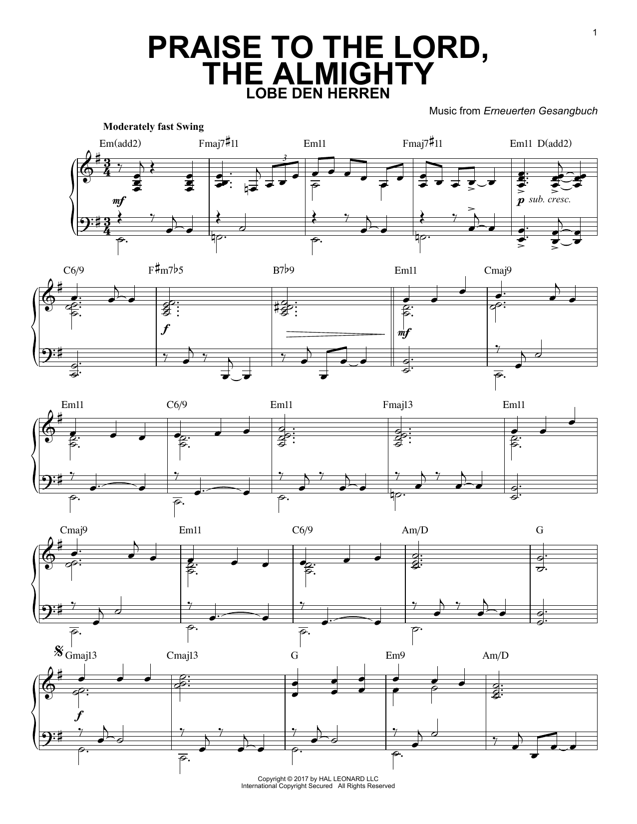 Produktbild zu: Praise To The Lord, The Almighty [Jazz version]