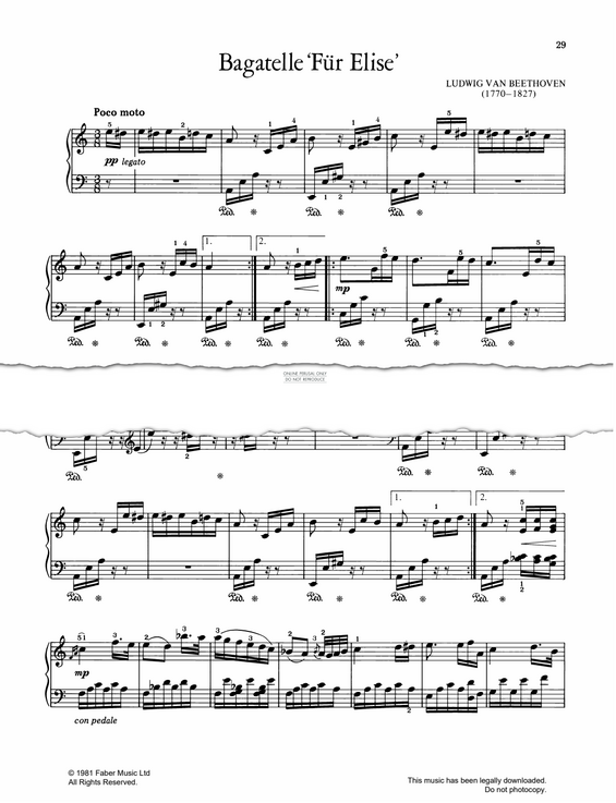 Produktgalerie: Seite 1 von 1 Für Elise, Ludwig van Beethoven, Klavier