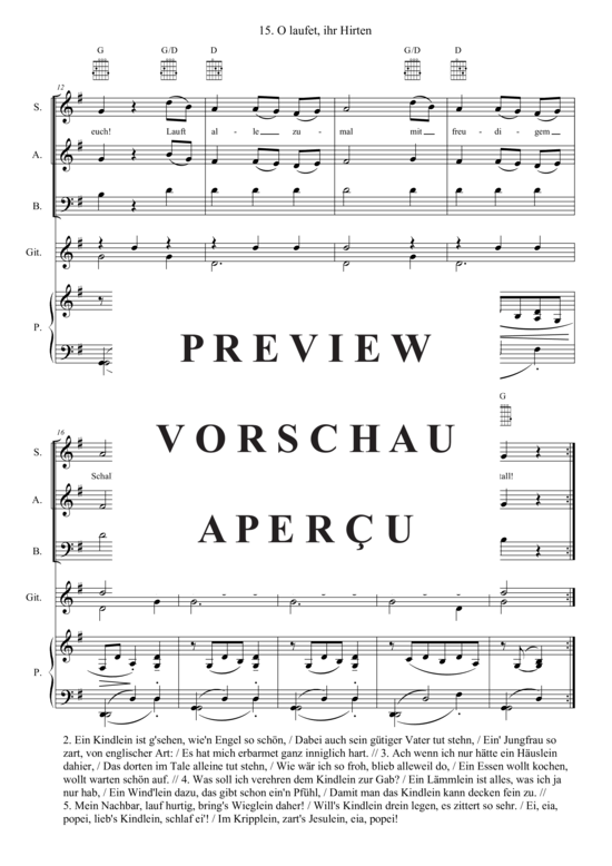 Produktgalerie: Seite 3 von 3 O laufet, ihr Hirten , , (Gemischter Chor SAB, Gitarre + Klavier)